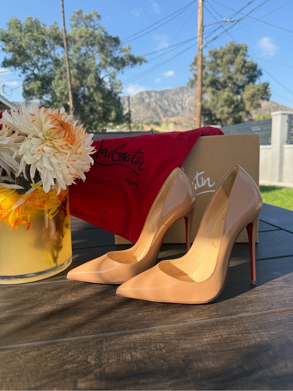 Christian Louboutin So Kate 120 Nude Patent Leather Pumps Size 36